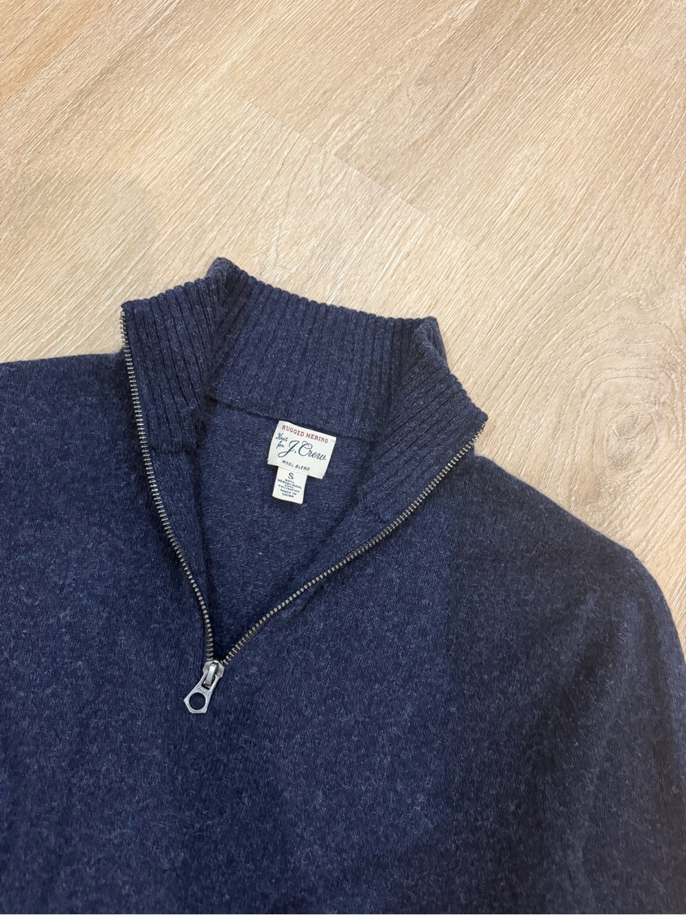 J.Crew Mens S Rugged Merino Wool Blend Half Zip Sweater Navy Soft Pullover - Picture 5 of 10